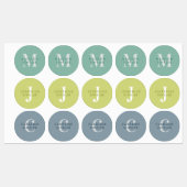 Étiquettes Moderne Simple Initiale Vert Bleu Étanche Nom L (Feuille)