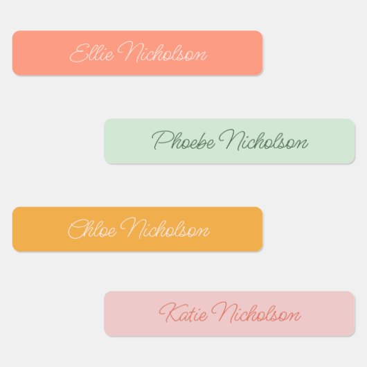 Étiquettes Moderne Simple Script Rose Girl étanche Nom (Groupe)