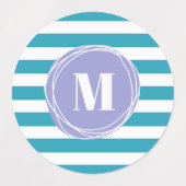 Étiquettes Monogramme à rayures simples modernes (Design 2)