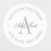 Étiquettes Monogramme blanc et gris simple et élégant étanche (Design 2)