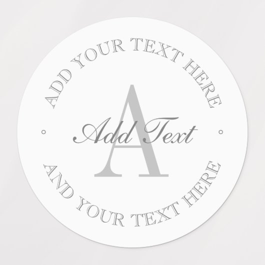 Étiquettes Monogramme blanc et gris simple et élégant étanche (Design 1)