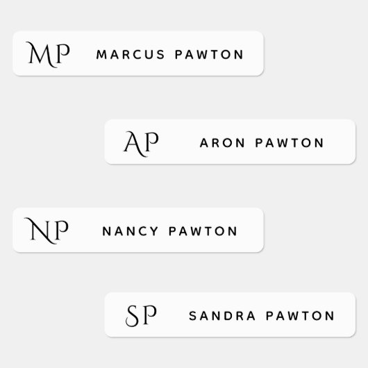 Étiquettes Monogramme blanc simple Nom des enfants Vêtements (Groupe)