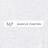 Étiquettes Monogramme blanc simple Nom des enfants Vêtements (Design 1)
