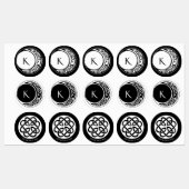 Étiquettes Monogramme circulaire de la lune de travail de noe (Feuille)