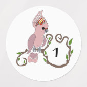 Étiquettes Monogramme de Cockatoo rose Whimsical (Design 1)
