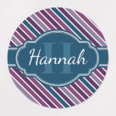 Étiquettes Monogramme de Motif Turquoise Gras Violet (Design 2)