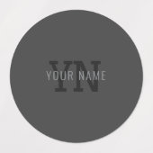 Étiquettes Monogramme de nom (ou autre texte) gris foncé mode (Design 1)