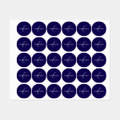 Étiquettes Monogramme de script cursif modifiable bleu violac (Feuille)