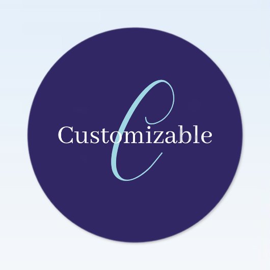 Étiquettes Monogramme de script cursif modifiable bleu violac