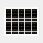 Étiquettes Monogramme de script élégant noir et or (Feuille)