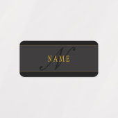 Étiquettes Monogramme de script élégant noir et or (Design 1)