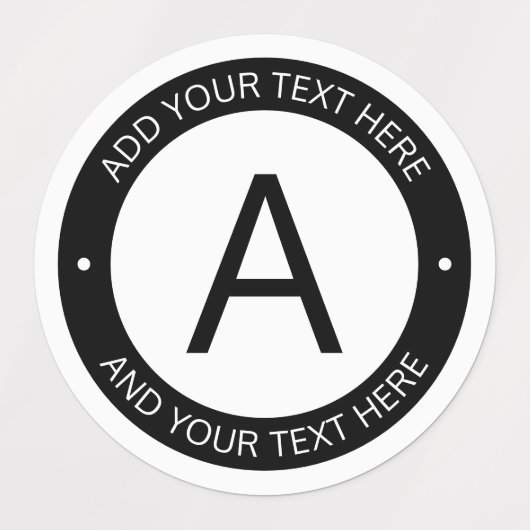 Étiquettes Monogramme de style logo moderne | Noir et blanc (Design 1)