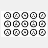 Étiquettes Monogramme de style logo moderne | Noir et blanc (Feuille)