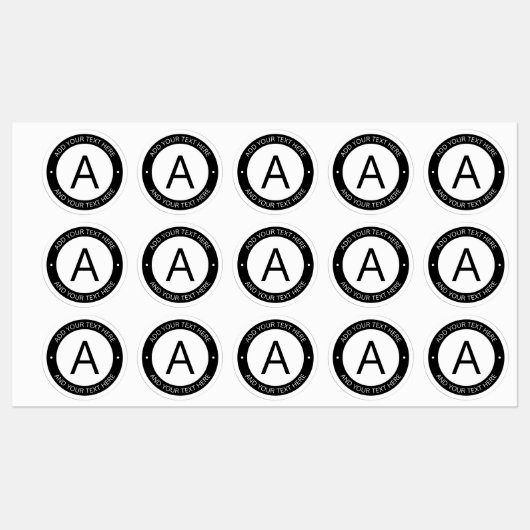 Étiquettes Monogramme de style logo moderne | Noir et blanc (Feuille)