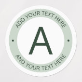 Étiquettes Monogramme de style logo moderne | Vert et blanc (Design 2)