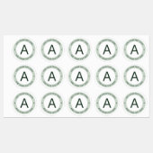 Étiquettes Monogramme de style logo moderne | Vert et blanc (Feuille)
