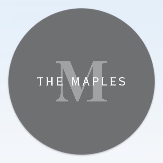 Étiquettes Monogramme et nom gris foncé moderne