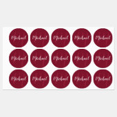 Étiquettes Monogramme et nom personnalisés du script rouge bo (Feuille)