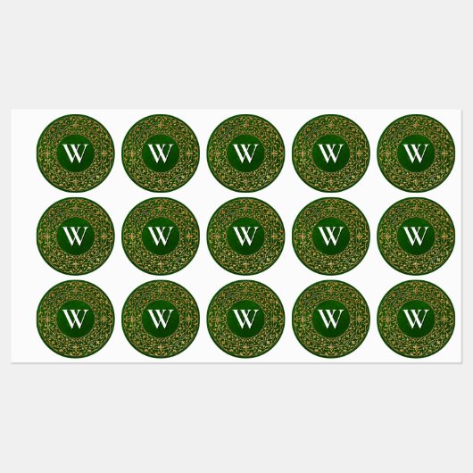 Étiquettes Monogramme Gold Filigree (Feuille)