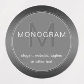 Étiquettes Monogramme gris étanche unique modifiable (Design 2)