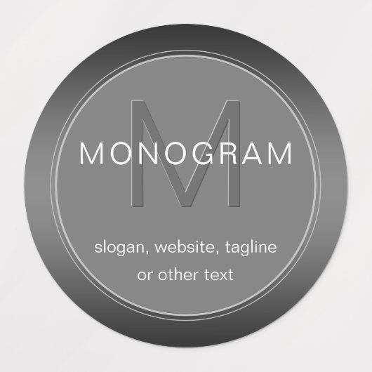 Étiquettes Monogramme gris étanche unique modifiable (Design 1)