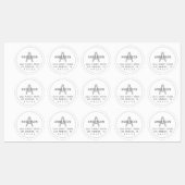 Étiquettes Monogramme & Infos Moderne Simple | Blanc & Gris (Feuille)