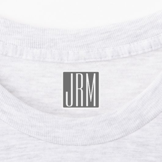 Étiquettes Monogramme initial | Blanc sur gris (Apposé)