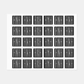 Étiquettes Monogramme initial | Blanc sur noir (Feuille)