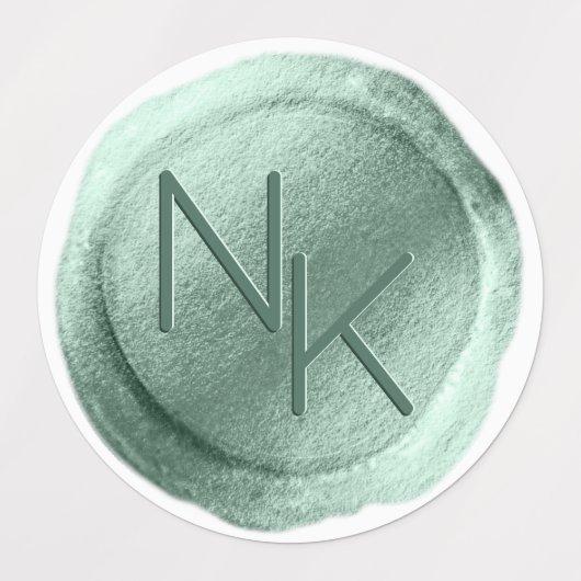 Étiquettes Monogramme Mariage Aqua Mint Cire de cire Initiale (Design 1)