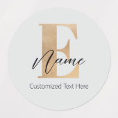 Étiquettes Monogramme moderne E & Nom initial Personnalisé (Design 2)