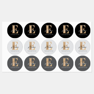Étiquettes Monogramme moderne E & Nom initial Personnalisé