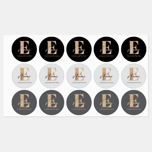 Étiquettes Monogramme moderne E & Nom initial Personnalisé (Feuille)