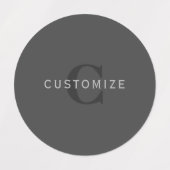 Étiquettes Monogramme moderne gris foncé modifiable Modèle de (Design 1)