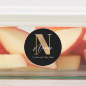 Étiquettes Monogramme moderne Initiale N & Nom Personnalisé (Apposé)