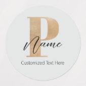 Étiquettes Monogramme moderne Initiale P & Nom Personnalisé (Design 2)