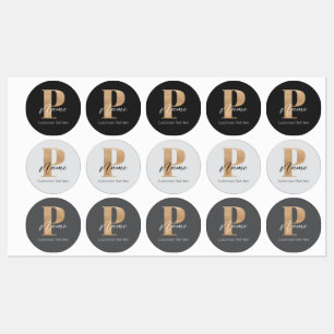 Étiquettes Monogramme moderne Initiale P & Nom Personnalisé
