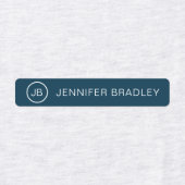 Étiquettes Monogramme Moderne Nom Bleu Rouge Orange Jaune (Design 1)