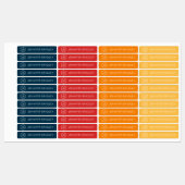 Étiquettes Monogramme Moderne Nom Bleu Rouge Orange Jaune (Feuille)