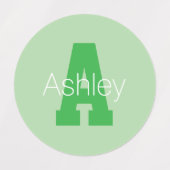 Étiquettes Monogramme moderne | Pale & Kelly Green (Design 2)