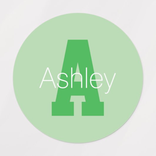 Étiquettes Monogramme moderne | Pale & Kelly Green (Design 1)