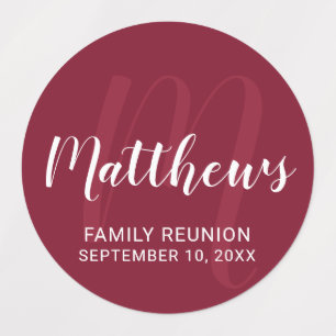 Étiquettes Monogramme moderne personnalisé et nom de famille