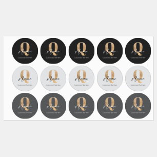 Étiquettes Monogramme moderne Q & Nom initial Personnalisé