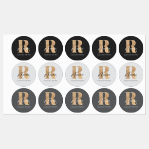 Étiquettes Monogramme moderne Recherche initiale & nom Person