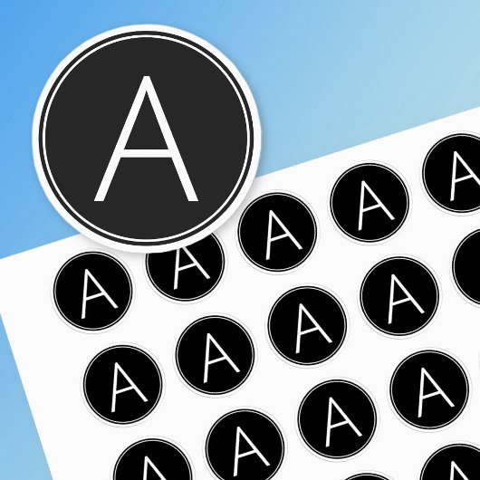 Étiquettes Monogramme noir et blanc moderne