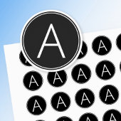 Étiquettes Monogramme noir et blanc moderne