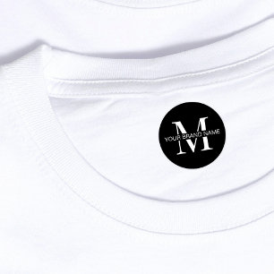 Étiquettes Monogramme noir minimal Vêtements imperméables sim