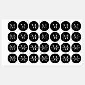 Étiquettes Monogramme noir minimal Vêtements imperméables sim (Feuille)