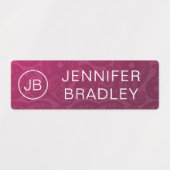 Étiquettes Monogramme Nom Luxe Rouge or Motif Paisley (Design 1)