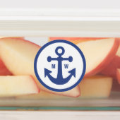 Étiquettes monogramme personnalisé Ancre nautique (Apposé)
