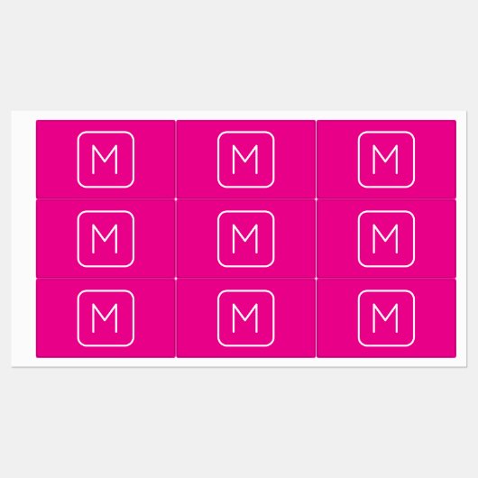 Étiquettes Monogramme simple et moderne initial | Rose et bla (Feuille)